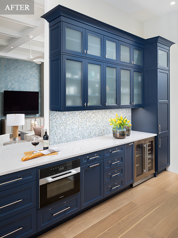Monterosso kitchen bar redesign after - Diana Hall Interior Design Naples