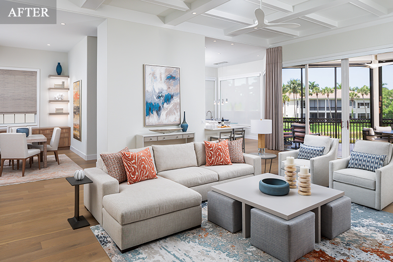 Monterosso livingroom remodel after - Diana Hall Interior Design Naples