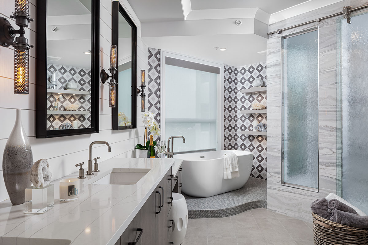 Dunes Naples Bathroom Remodel Modern Tub and Tile Interior Design