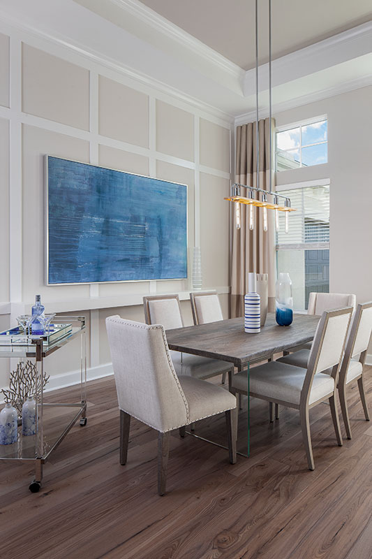 dining room interior design at Iris Wild Blue Naples by Diana Hall Design